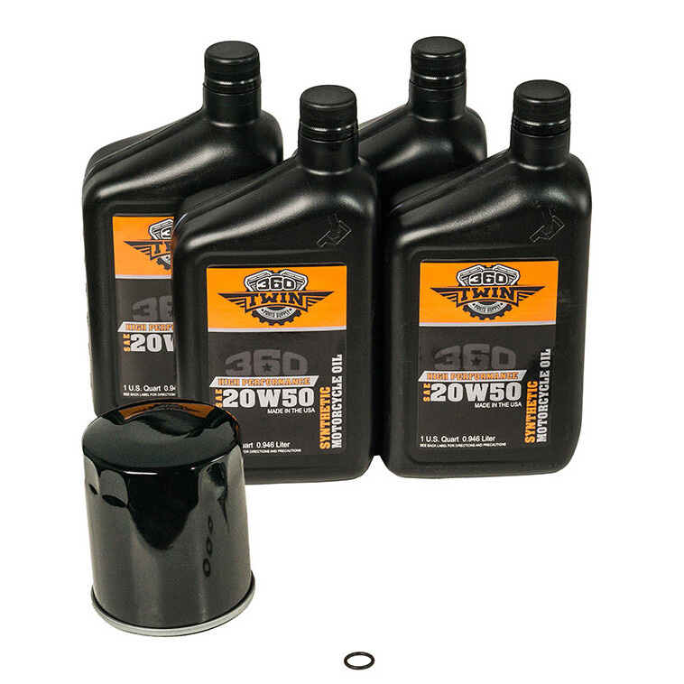 360 Twin™ Synthetic Twin Cam Oil Change Kit with Black Filter