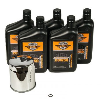 360 Twin™ Synthetic Milwaukee Eight Oil Change Kit with Chrome Filter