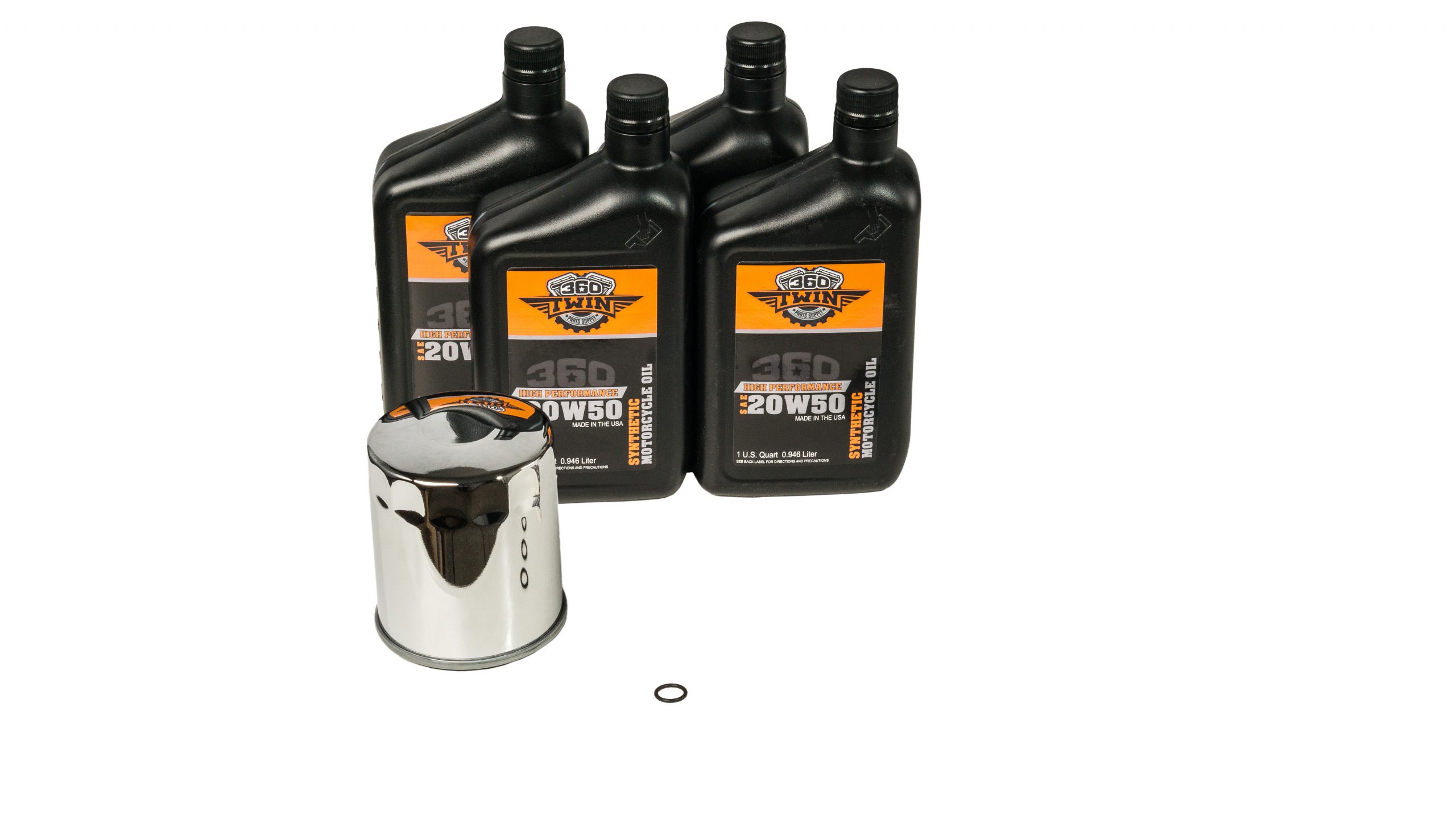 360 Twin™ Synthetic Twin Cam Oil Change Kit with Chrome Filter