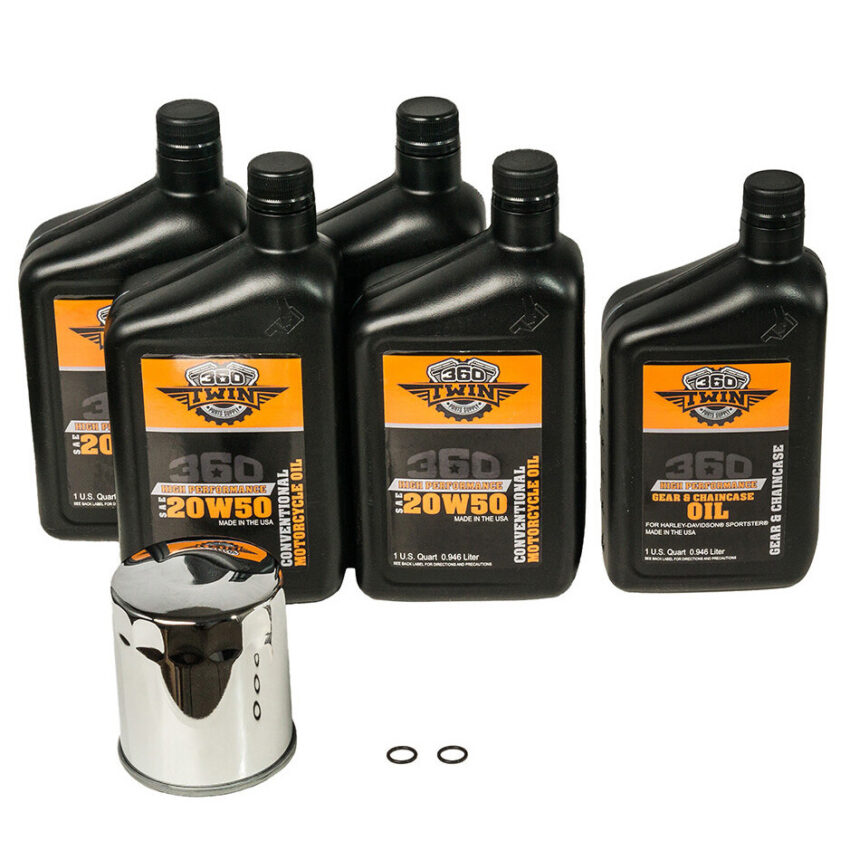 360 Twin™ Sportster Conventional Fluid Change Kit with Chrome Filter