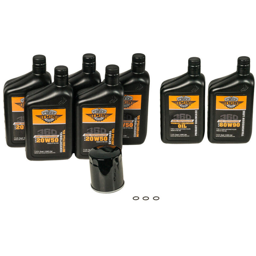 360 Twin™ Milwaukee Eight Conventional Fluid Change Kit with Black Filter