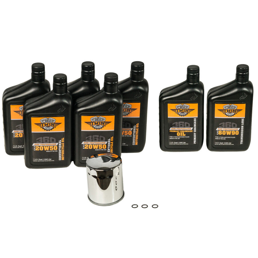 360 Twin™ Milwaukee Eight Conventional Fluid Change Kit with Chrome Filter
