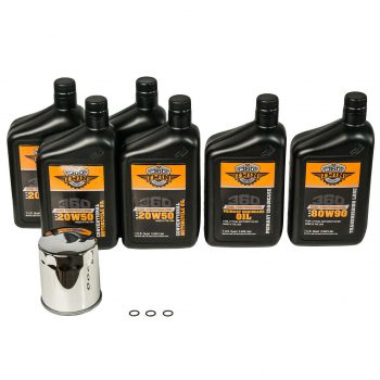 360 Twin™ Twin Cam Conventional Fluid Change Kit with Chrome Filter