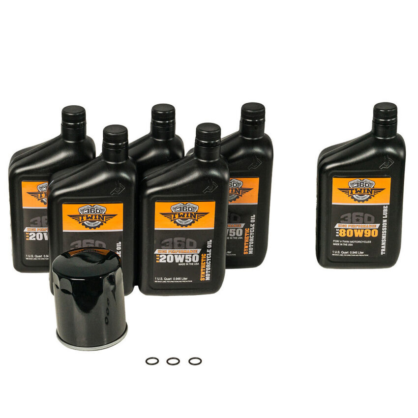 360 Twin™ Synthetic Milwaukee Eight Fluid Change Kit with Black Filter