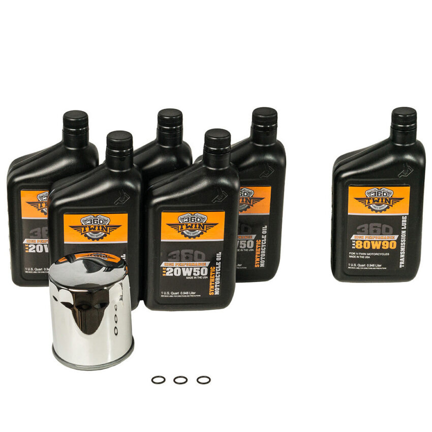 360 Twin™ Synthetic Milwaukee Eight Fluid Change Kit with Chrome Filter