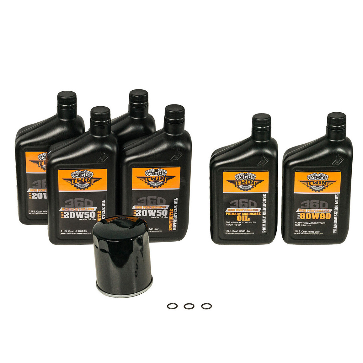360 Twin™ Synthetic Twin Cam Fluid Change Kit with Black Filter
